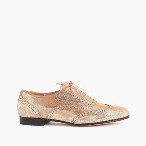 New JCREW Metallic Rose Gold Wingtip Oxfords Shoes